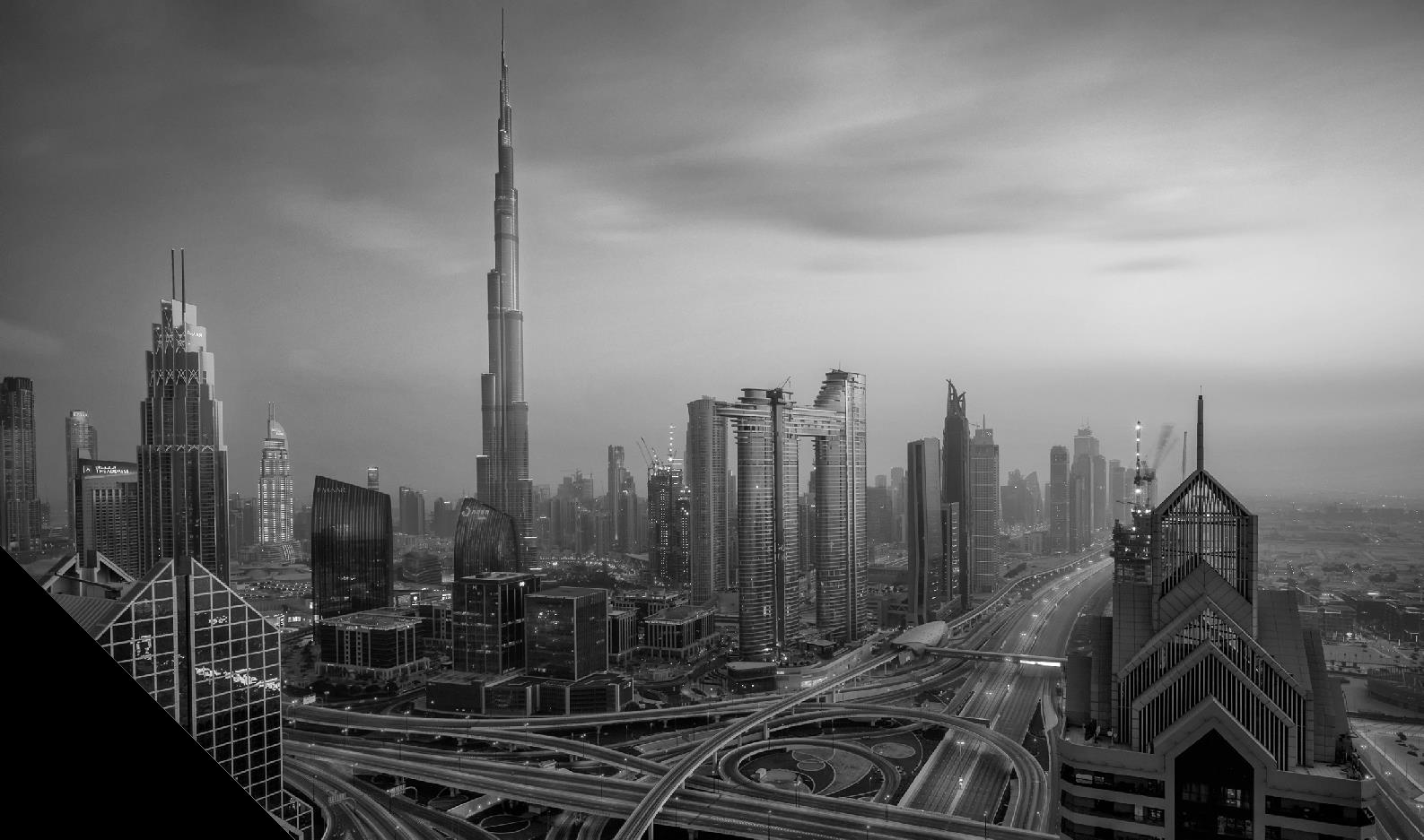Dubai skyline featured in the Manelco company profile