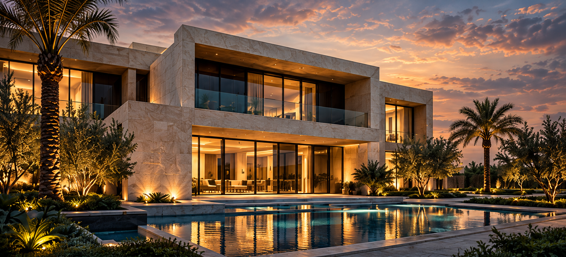 Indicative architectural visualisation of a villa, illustrating the design direction